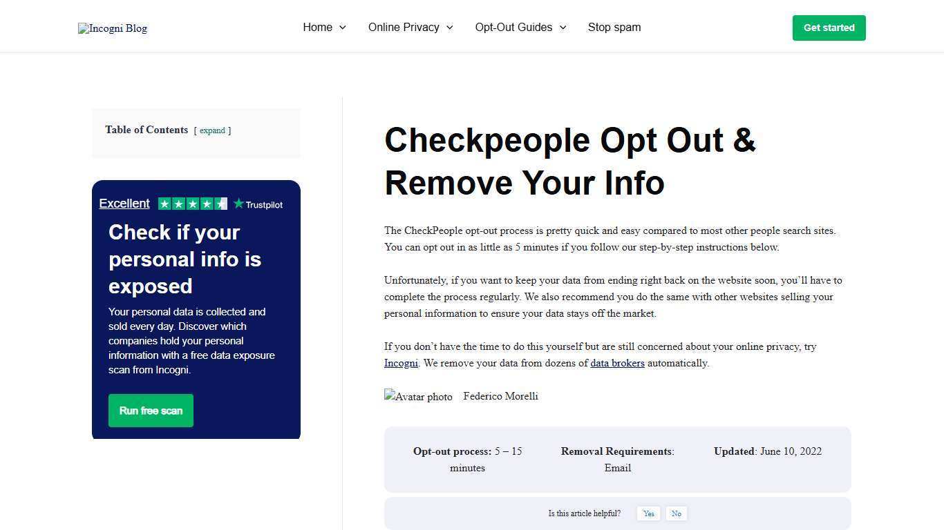 Checkpeople Opt Out & Remove Your Info [2026] | Incogni